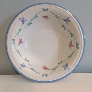 Vintage Ceramic Serving Bowl flower and vine print